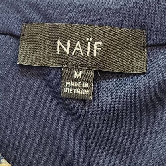 Naïf navy maxi dress cutout print Rayon flowy boho festival medium - Picture 6 of 8